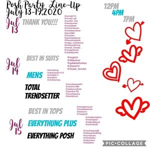 Posh Party Line Up July 13-19,2020
